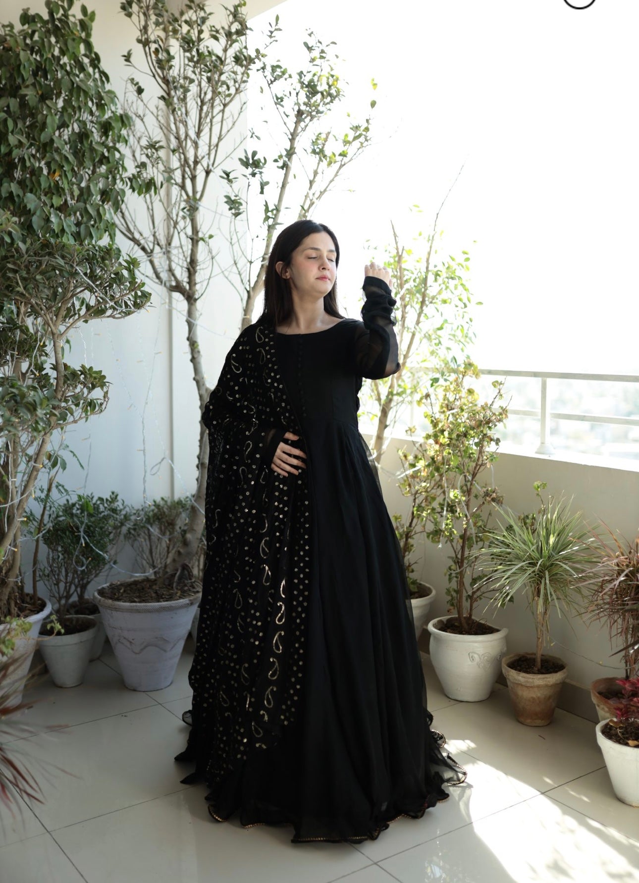 ZCC-22 Anarkali Maxy & Sequence Duapata Black