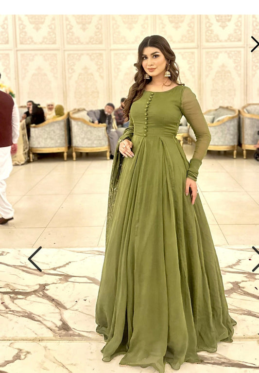 ZCC-22 Anarkali maxy & Sequacd Dupata Green