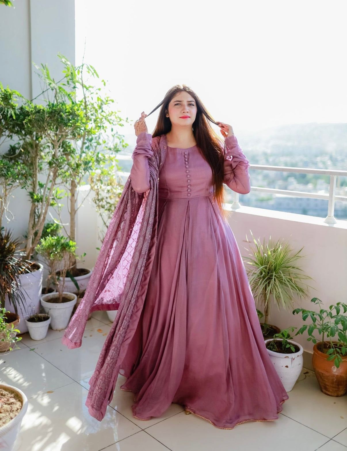 ZCC-22 Anarkali Maxy & Sequence Dupata pinkish – ZATA Clothing co