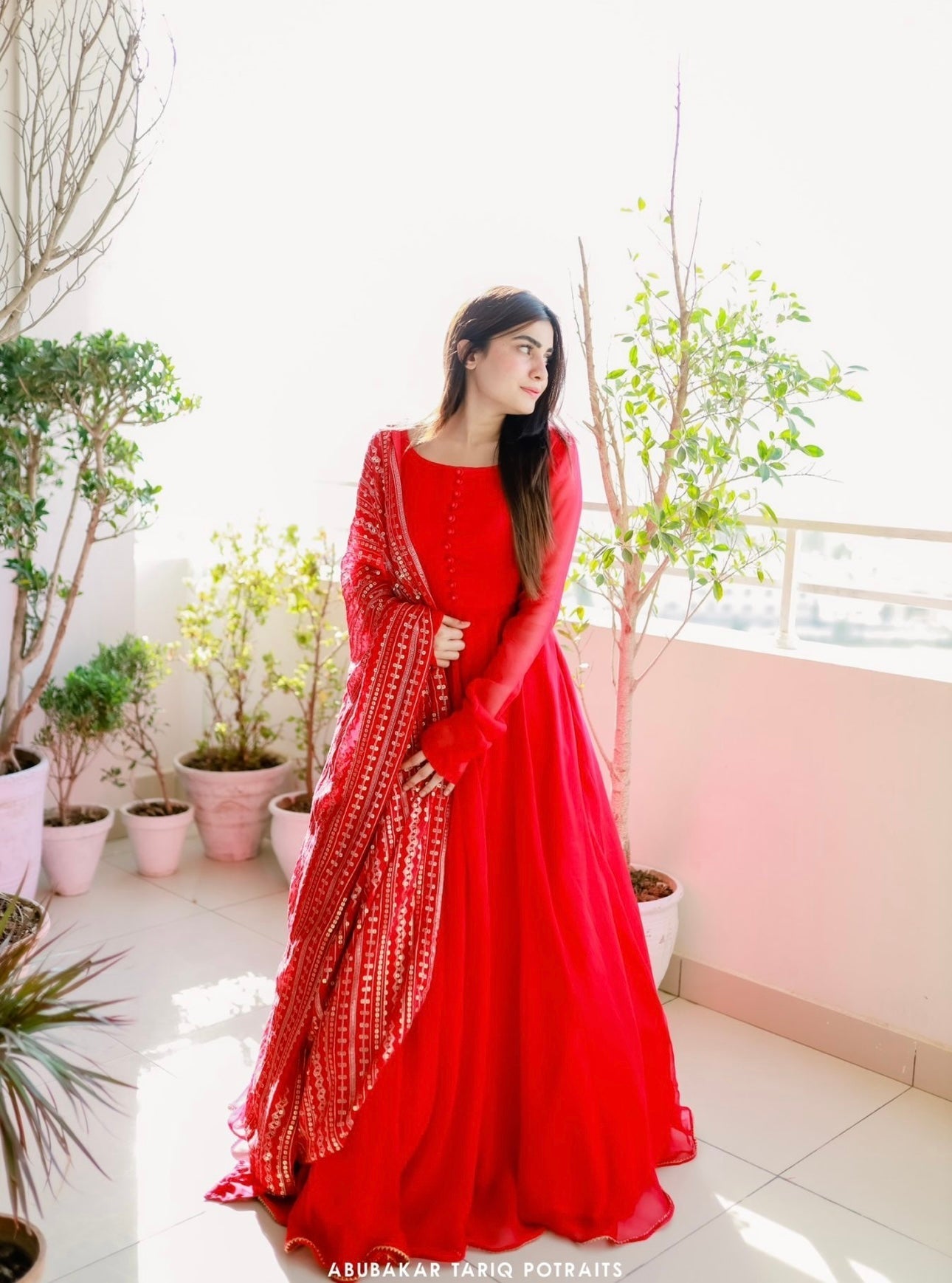 ZCC-22 Anarkali Maxy & Sequence Dupata Red